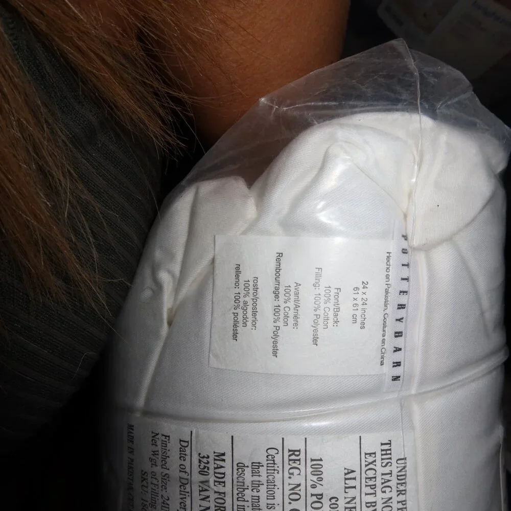 Pottery Barn Faux Mink Pillow Cover & Insert [Euro Size, 24x24] **NWT** - Picture 5 of 10